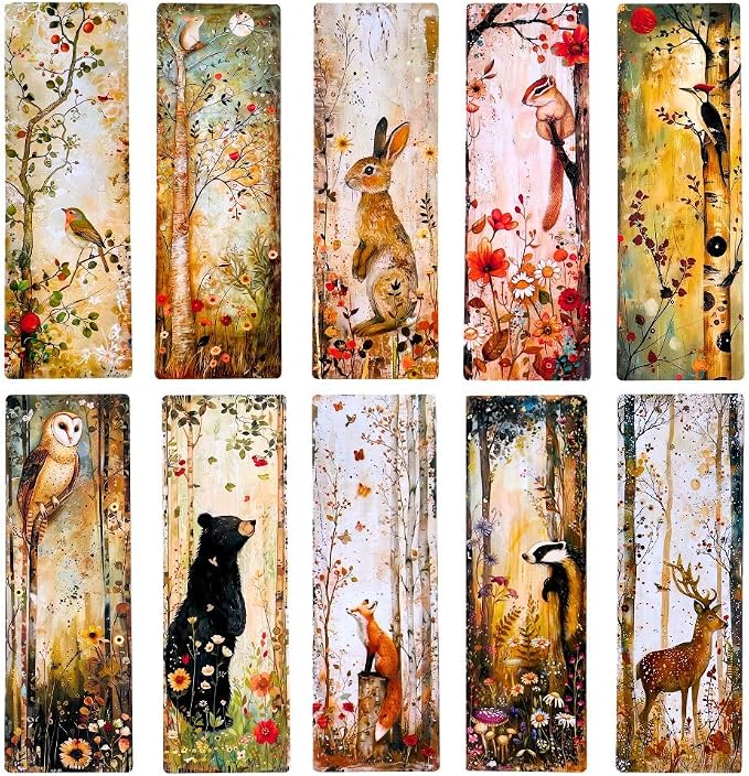 Woodland Animal Bookmarks 10PC Cute Page Markers Gift Set for Book Lover Teacher Cool End of Year Gifts Best Graduation Ideas Men Women Library Supplies Page Holders Reading