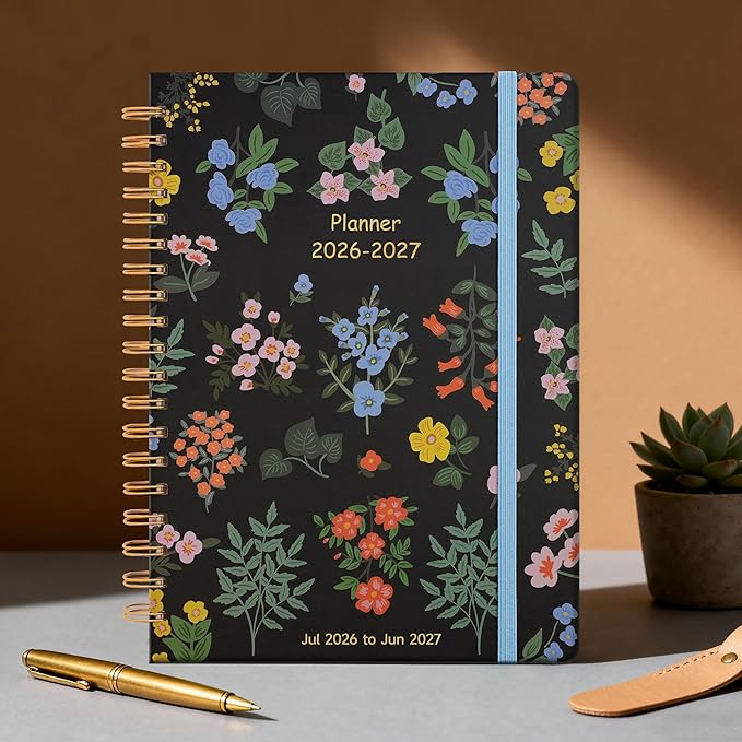 Planner 2026-2027 Monthly and Weekly Academic Planner July 2026 - June 2027, Hardcover Calendar 2026-2027 Agenda Daily Planner for Student Teacher School Office Supplies, 7.4" x 10.2", Vintage Floral