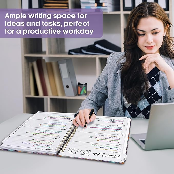 2026 Planner, Weekly and Monthly Calendar Planner Book, January 2026 - December 2026, Hardcover Spiral Planner with Monthly Tabs, Notes Pages, Perfect for Women & Men, A4 (8.5" x 11") - Violet