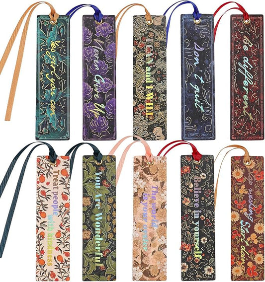 10 PCS Inspirational Floral Bookmarks, Flower Paper Bookmark Set, Women Motivational Book Mark for Women Girls Reading Lovers Teachers Gift