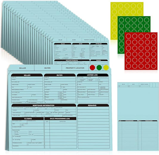 25 Sheets Blue Real Estate Listing Folder Letter Size Real Estate Transaction File Folders with Color-Coded Dots Right Panel List Estate Planning Document Folder Realtor Supplies for Organizing