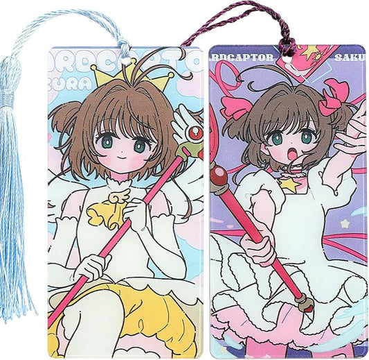 Anime Magic Cards Captor Sakura Bookmarks Set - Sweet Cartoon Cute Book Marks for Reading Women Men Anime Fans, Book Accessories Collection Decor Hangings Gifts (Acrylic Style 10)
