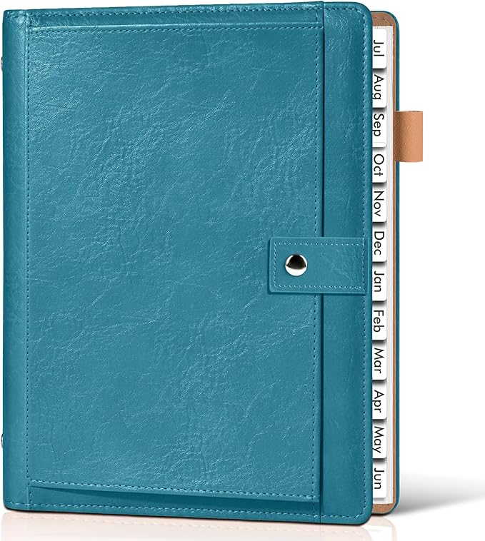 Planner 2026-2027, Academic Weekly and Monthly Calendar Planner from July 2026 - June 2027, Hardcover Leather Daily Agenda Book with Tabs, A5 College School Organizer for Student Teacher, Pacific Green