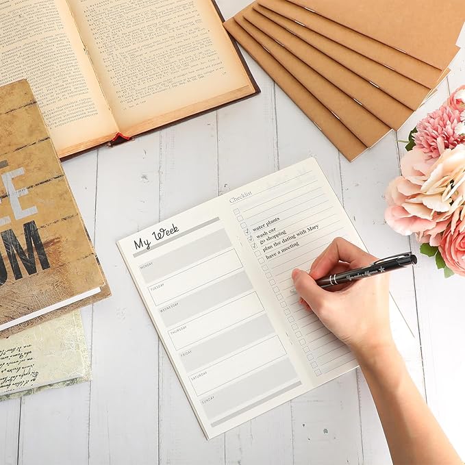 Qilery 100 Pcs 2026-2027 Daily Weekly Planner Bulk Employee Appreciation Gifts Small Pocket Journal to Do List Goals Notepad for Patient Access Week Nurse Team Coworkers Teacher (Kraft Paper Color)