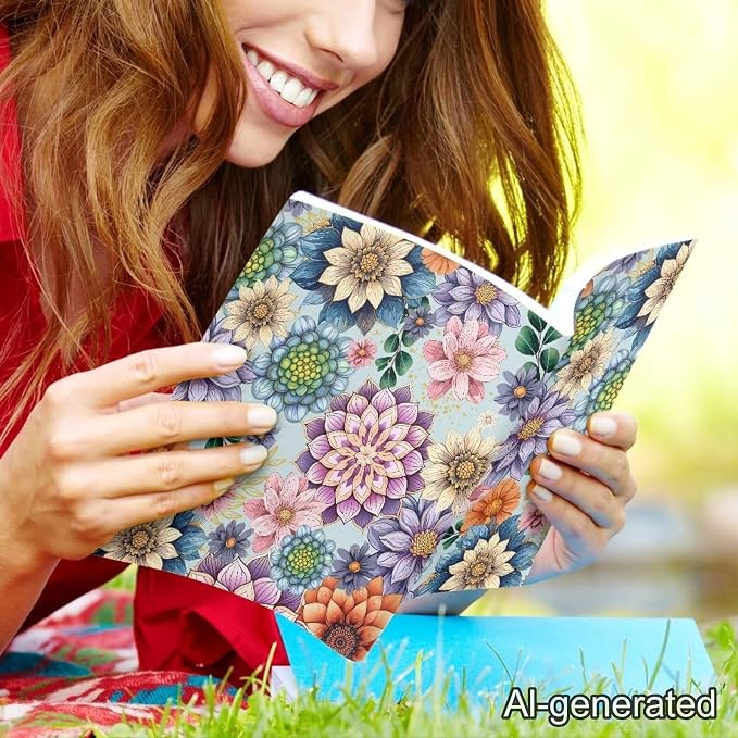 Dreaweet Boho Floral Book Cover Stretchable Book Sleeve Protector 9 x 11 inch Washable Reusable School Office Supplies Book Socks for Women Book Lover