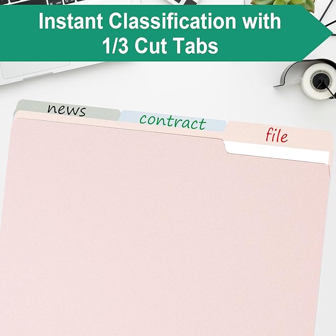 pmybupo Two Tone Pink File Folders,Colored Letter Size100 Pack Manilla Folders,8.5 x 11 Office Organization Home School Folders for Documents Files Paper