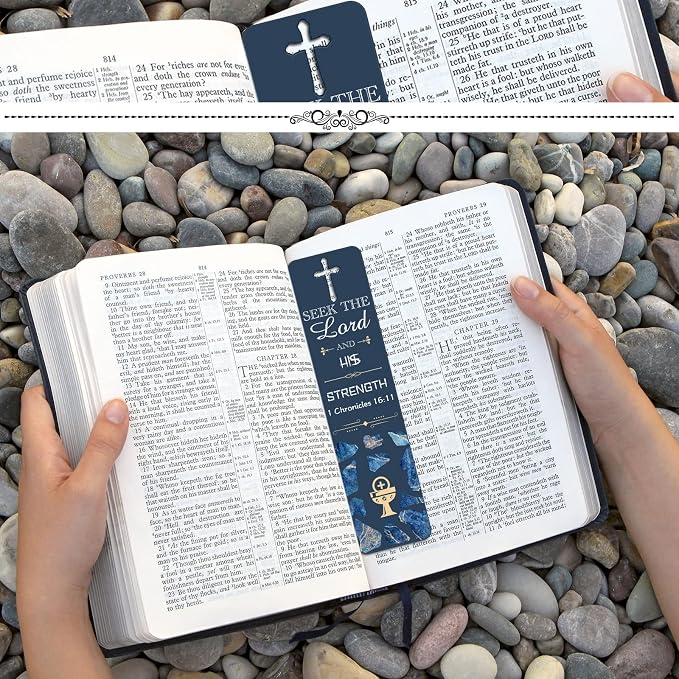 Epakh 120 Pieces Bible Verses Bookmarks with Hollow Cross Christian Gift for Church Inspirational Religious Bookmarks Gifts Reading Reward Scripture, 30 Style(Marble Style)