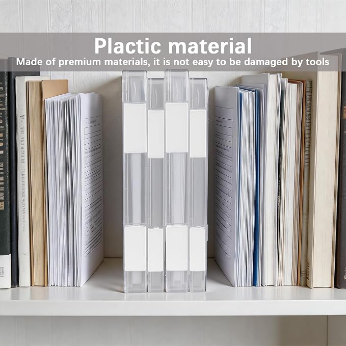 6 Pcs Clear A4 File Portable Project Case, Plastic Storage Box for 8.5" x 11" Letter Paper, Scrapbook Paper Storage Boxes Documents Magazines Holder with Buckle