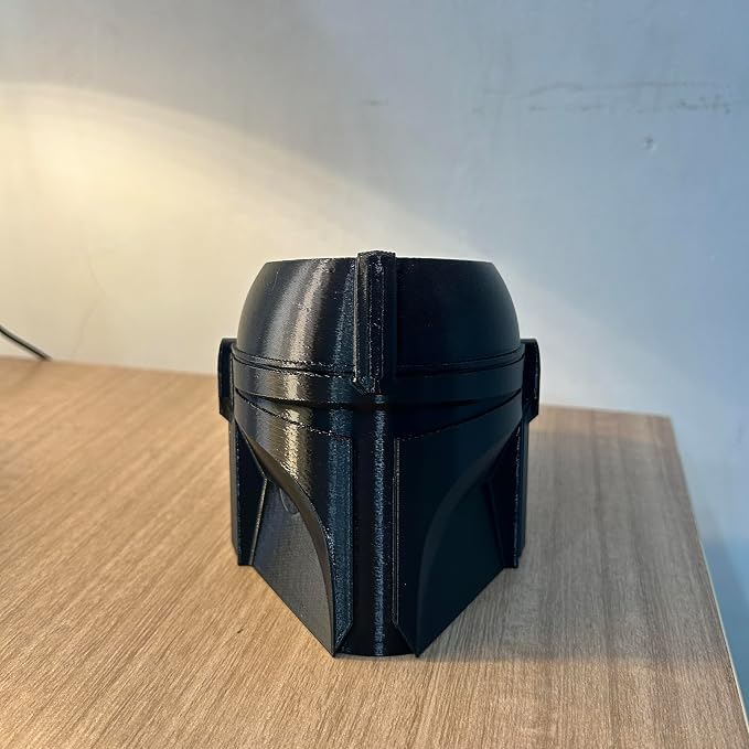 Cool Helmet Pen Holder, Armor Figurine Pencil Holder for Office Desk Decor, 3D Printed, Black, Durable and Fun Gift Idea