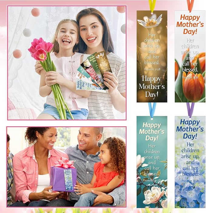 Dispowreath 60 Pcs Mom Proverbs 31: 28 Religious Christian Bookmarks Church Bookmarks Gift for Teens Men Women Church Home Party Favors