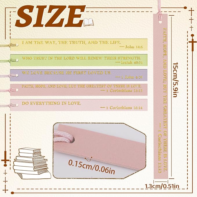 20PCS Leather Bookmark Bible Bookmarks for Reading Women Men Book Lovers Christian Gifts,Cute Page Markers Book Marks Religious Christian Bookmarks Inspirational Bible Verse Scripture (Warm-Toned-2)