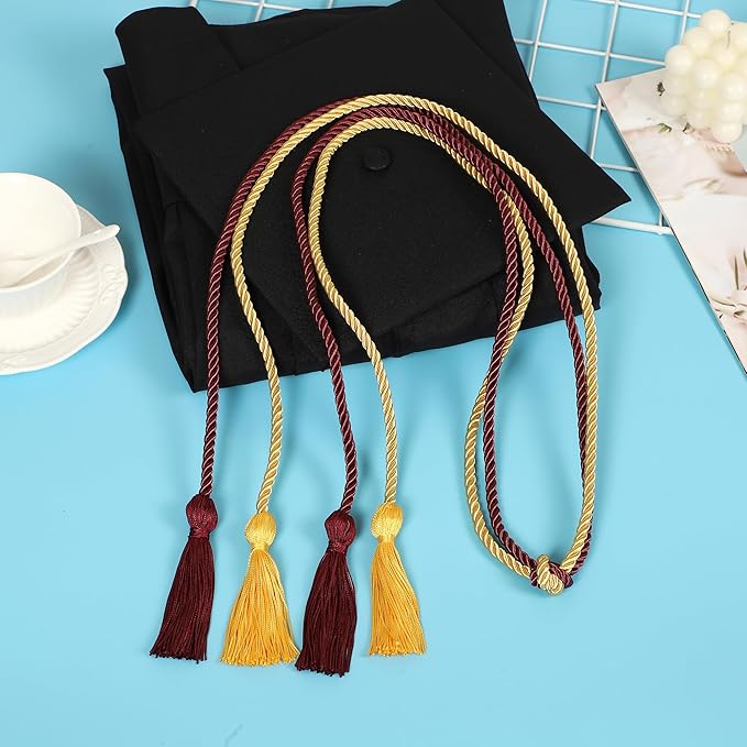 Graduation Double Honor Cords with Tassels Braided Academic Ropes for High School College Ceremony 68 Inch (Maroon+Gold)
