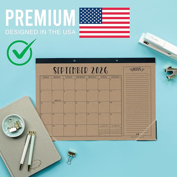 Hadley Designs Large Teacher Desk Calendar 2026-2027 - Desktop Calendar 2026, 18-Month Desk Calendars for Home, Office & Classroom, Cute Classroom Must Haves, Teacher Appreciation Gifts
