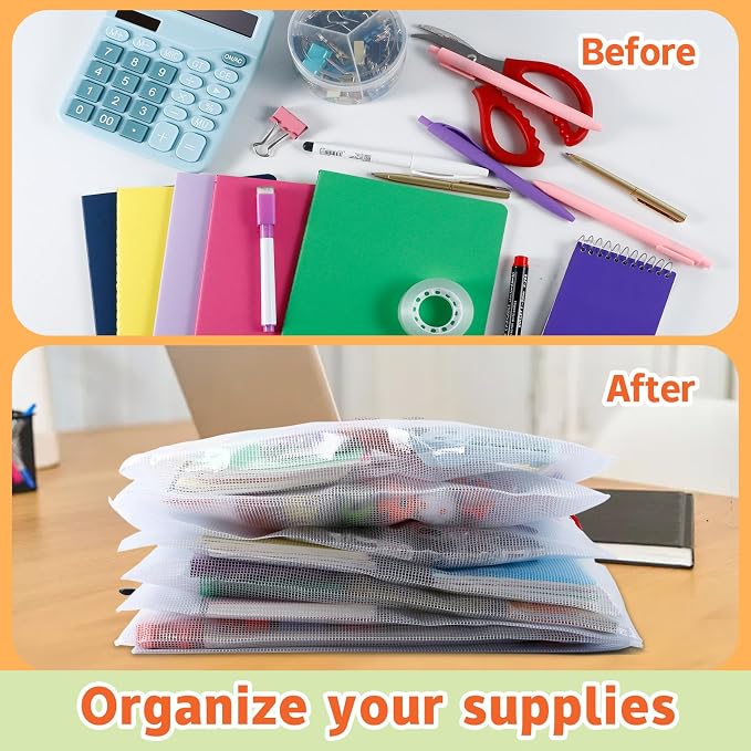 24 Pcs Mesh Zipper Pouch Bags, A3, 17x12 in Extra Large Zipper Bags, Puzzle Storage Bags, Reusable Zippered Pouches for Organizing, Board Game Organization,Office Supplies, Travel Toiletries