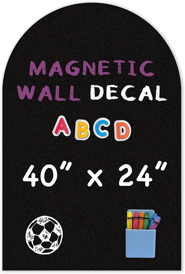 YOUNGJQ Magnetic Arch Wall Decal, Magnetic Chalkboard for Wall 40" x 24" Adhesive Backing Wallpaper for Playroom Home(Black)