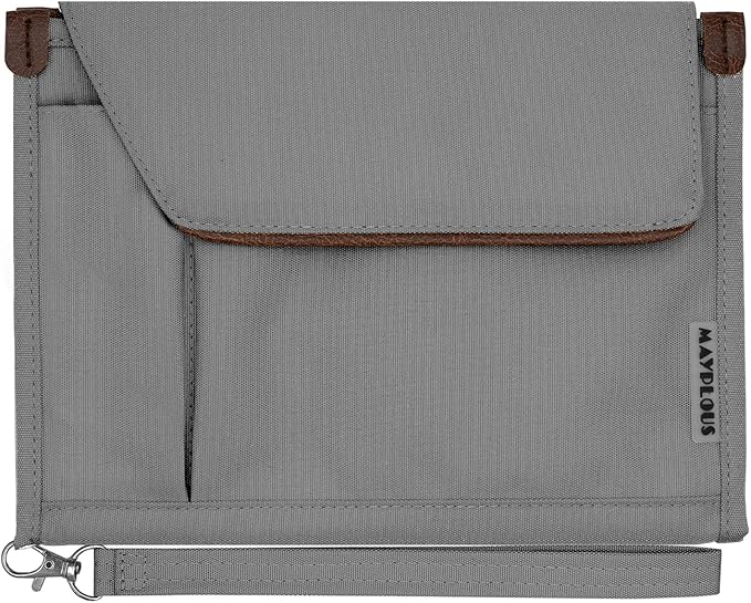 Mayplous A5 Conference Folder Business Organiser Bag Notepad Carrying Case Document Case A5 Portfolio Organiser Portfolio Binder with Zip (Smoke Grey)