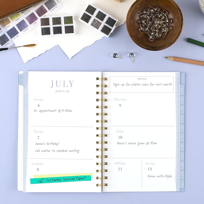 Cambridge Planner 2026-2027 Weekly & Monthly Academic 12-Month July-June, 5-1/2" x 8-1/2", Leah Bisch, Pansy Bouquet (LB50-200A)
