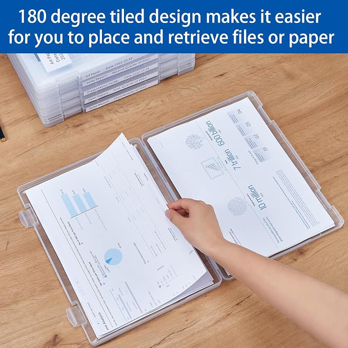 A4 Paper Storage Box, 8.5 x 11 Project Case for US letter, Thick Scrapbook Storage Boxes Craft Storage Box Art Supplies Storage and Organization (4, Type A (12.59 x 9.45 x 1.18 inches))