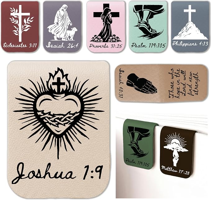 Personalized Bible Bookmark, Magnetic Leather Bookmark with Initial, Scripture Bookmark, Christian Gift for Women Men, Religious Gift, Faith Bookmark