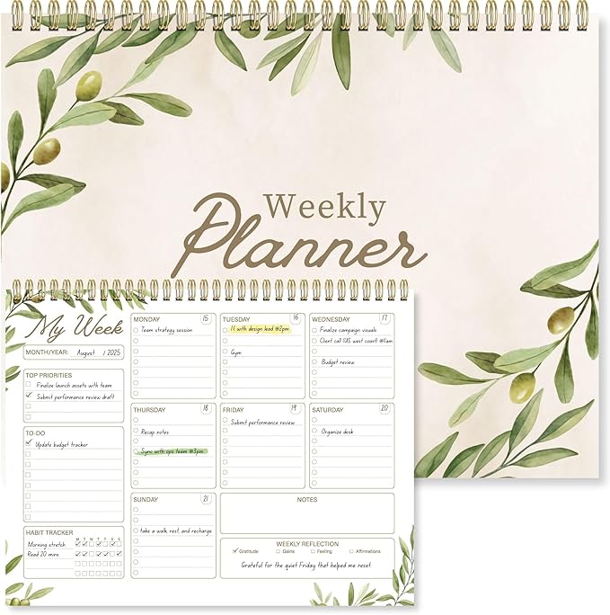 Weekly Planner Notepad 8.5x11 Inches – 52 Weeks Undated Dashboard Desk Pad for To-Do List, Schedule & Notes – Productivity Planner for Work, School, Home & Busy Professionals (Sage Green)