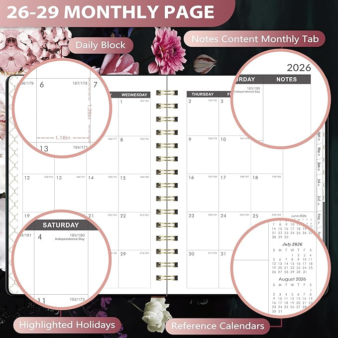 2026-2029 Monthly Planner/Calendar - 3 Year Monthly Planner 2026-2028, JULY. 2026 - JUNE. 2029, 6.3" × 8.4", 3 Year Calendar with Tab, Back Pocket, Twin-Wire Binding, Premium Paper, Note Pages