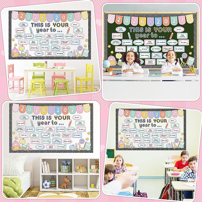 This is Your Year to Bulletin Board Set Composition Notebook Classroom Decoration Welcome Back to School 2026 New Year Cutouts for School Office Chalkboard Wall Door Learning Activities Decor Supplies