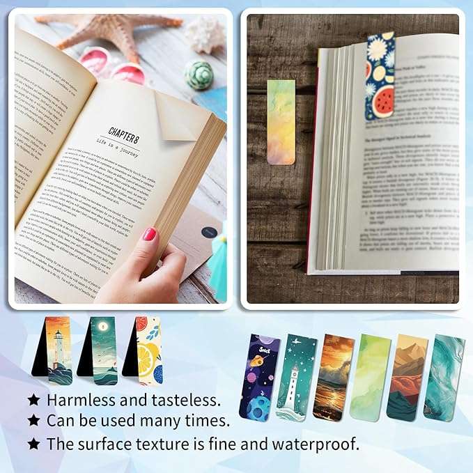 48 Pieces Magnetic Bookmarks Magnet Page Markers – Cute Magnet Bookmark Clips with Storage Boxes – Bookmarks for Reading Women & Men – Christmas Gifts & Teacher Gifts