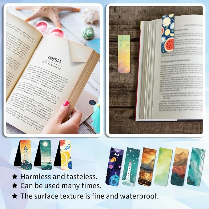96 Pieces Magnetic Bookmarks Magnet Page Markers – Cute Magnet Bookmark Clips with Storage Boxes – Bookmarks for Reading Women & Men – Christmas Gifts & Teacher Gifts