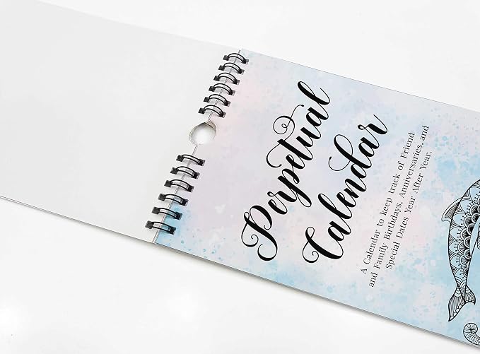 Dolphin Rustic Perpetual Calendar Birthday Wall Hanging Anniversary Special Event Reminder Calendar Book Journal Stationary Wall Hanging Birthday Gift Card Planner Organizer
