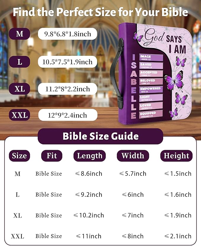 Personalized Bible Covers, Custom Leather Bible Cover Case with Initial Name, Personalized Bible Carrying Case for Women, Custom Bible Bag for Men, Christian Gifts for Daughter Wife
