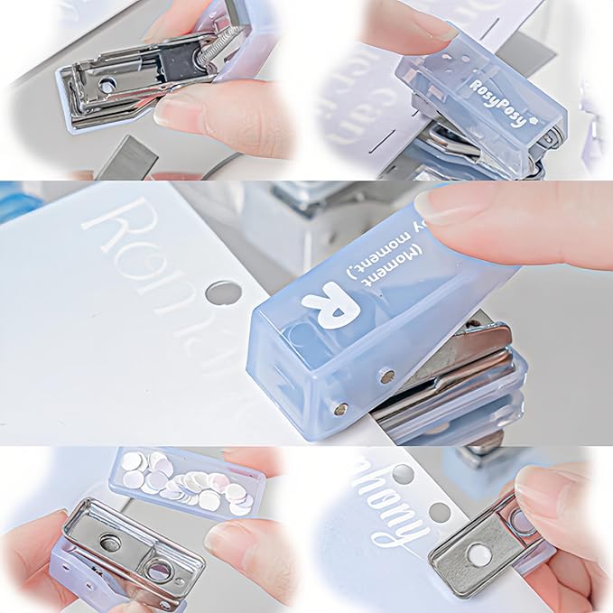 7PCS Office Supplies Kit - Mini Size for Portability, Set for Convenient and Efficient Office Work, Back to School, Mini Stationery Organizer Set: Compact Scissors, Hole Punch, Portable