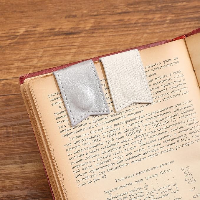 3PCS Magnetic Leather Bookmarks，Book Marks for Books, Strong Magnet Reading Accessories for Men & Women，Long-Lasting and Durable Gift Suitable for Book Lovers & Students (Black, Silver, White)