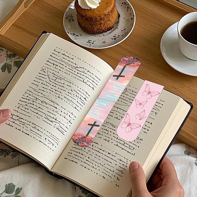 30 Pcs Aesthetic Christian Magnetic Bookmarks, Bible Verse Maget Book Mark Clips with 15 Designs, Inspirational Faith Page Markers for Women Kids Book Lovers School Office Supplies