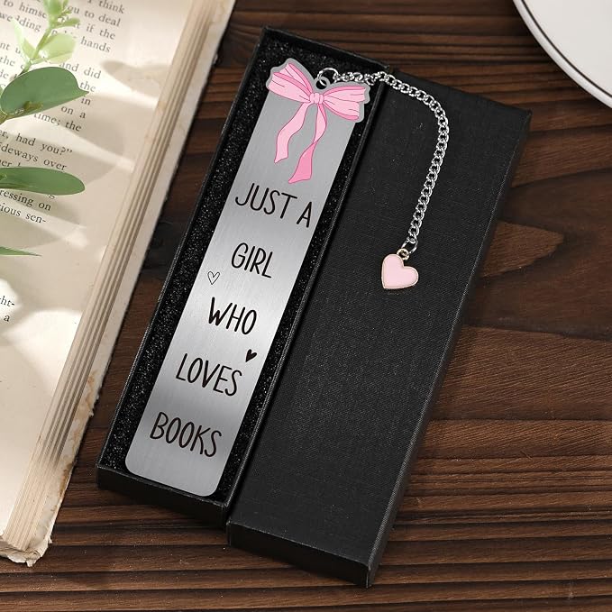 Cute Bookmarks Gifts for Women - Pink Bow Metal Bookmark Charm Unique Girly Aesthetic Page Makers Reading Girls Friends Book Lovers Bookish Birthday Students Graduation School Accessories