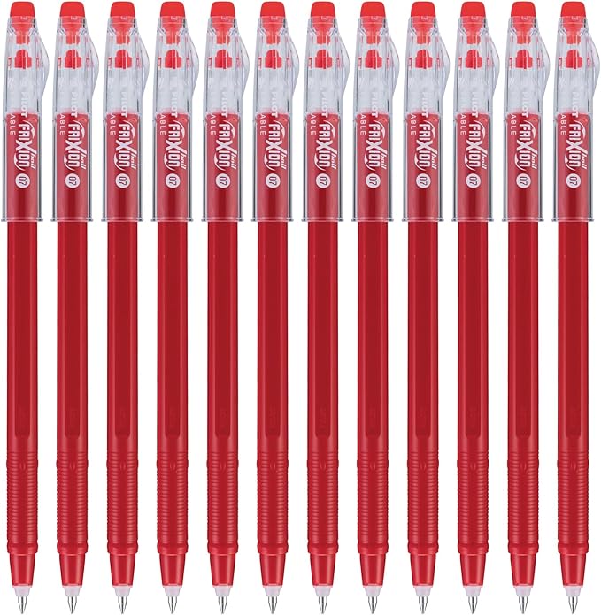 PILOT FriXion ColorSticks Erasable Gel Ink Stick Pens, Fine Point, Red Ink, 12 Count (13228)