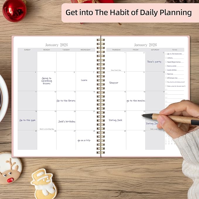 2026-2027 Monthly Planner, Jan 2026-June 2027, B5 (7" x 9"), 2 Year Monthly Planner, 24 month Calendar, Simple Calendar Planner Notebook Soft PVC Cover, Suitable for Schools & Offices, Pink