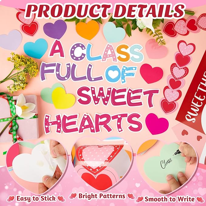 Valentine's Day Love Heart Bulletin Board Decrations Class Cut-Outs Pink Border Valtes Party Supplies Shool Classrom Wall Door Decorl