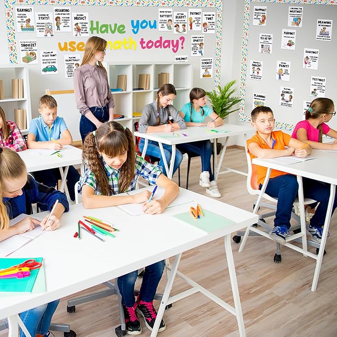 Mooliwe Math Classroom Decor Welcome Back to School Bulletin Board Set DIY Paper Die Cuts Decorating Supplies for First Day of School Craft Classroom Wall Decor