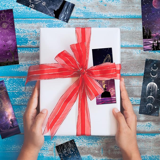 12 PCS Cool Space Starry Night Bookmark, Bookmarks for Book Lovers, Bulk Bookmarks for Men, Unique Book Mark for Boys, Girls, Students, Classroom Gifts, School Prize, Reading Present