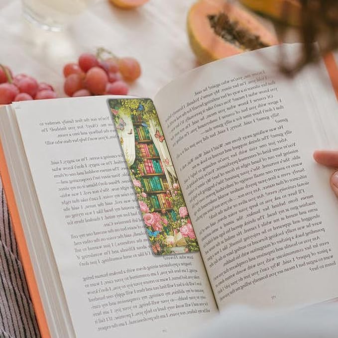 10 Pcs Secret Library Bookmarks Set, Stained Glass Aesthetic Book Mark for Book Lovers, Transparent Matte PVC Book Marker Clips Gifts for Bookworms and Reading Accessories (6 x 2 Inch)