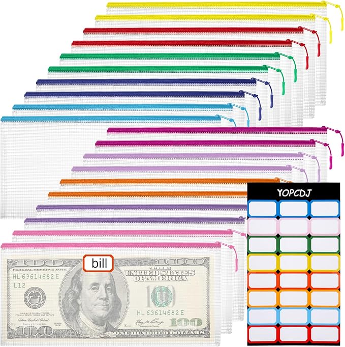YOPCDJ 20PCS Mesh Zipper Pouch Bags Small, Zipper Pencil Pouches, 9.3 x 4.7 inch Clear Pencil Pouch Bulk, Clear Bags with Zipper for Travel Storage and Classroom Organization