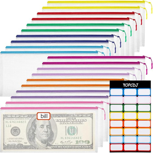 YOPCDJ 20PCS Mesh Zipper Pouch Bags Small, Zipper Pencil Pouches, 9.3 x 4.7 inch Clear Pencil Pouch Bulk, Clear Bags with Zipper for Travel Storage and Classroom Organization