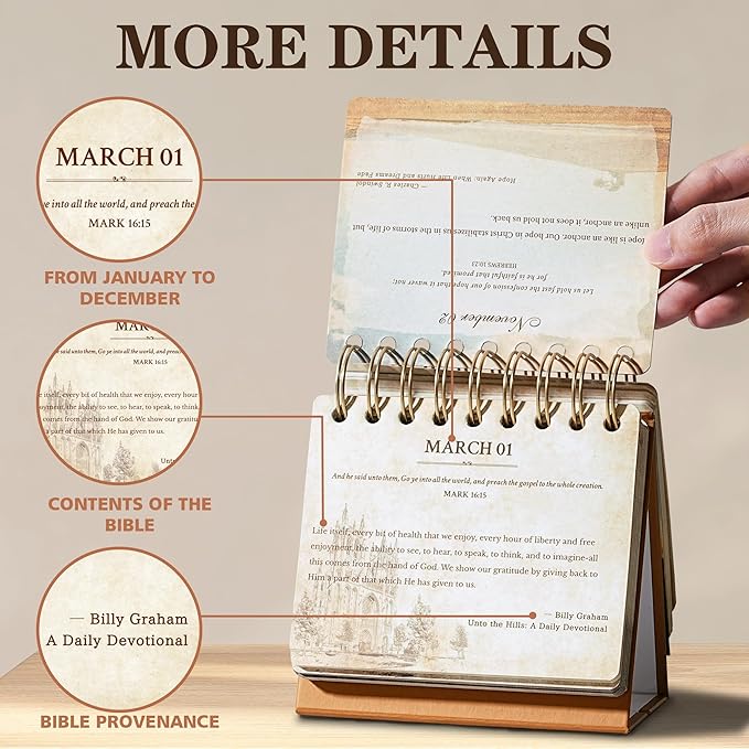 Desk Calendar - Bible Verse Desk Calendar Flip, 4.9" x 4.5", Undated Daily Bible Calendar, Perpetual Calendar, Christian Perpetual Calendar, 366 Days of Inspirational Quotes