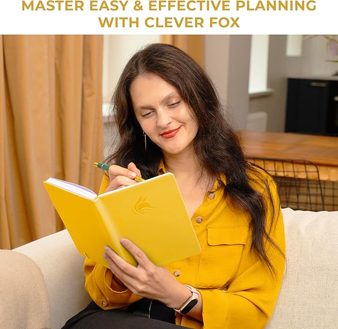 Clever Fox Planner Schedule – Undated Weekly & Monthly Life Planner with Time Slots, Appointment Book & Daily Organizer, A5 (Yellow)