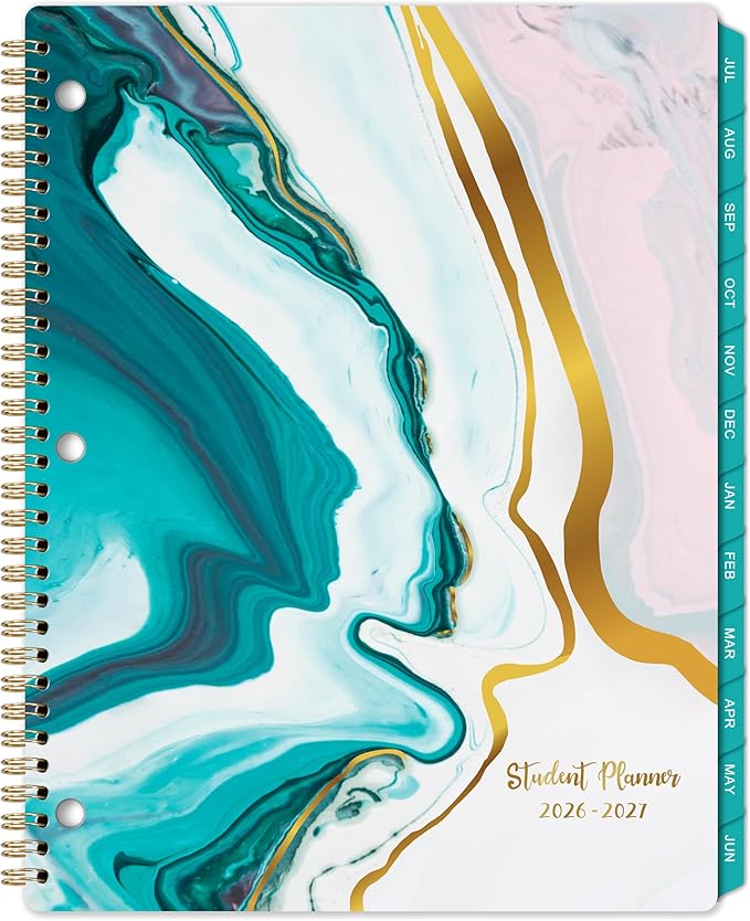 Student Planner 2026-2027 - School Planner 2026-2027 with Stickers, July 2026 - June 2027, 8.5" x 11", Academic Planner & Weekly Planners/Agenda, Thick Paper + Holidays + 3-Hole Punched + Twin-Wire - Sea Blue