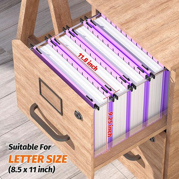 Shutex Extra Capacity Plastic Hanging File Folders,12 Pack Reinforced Hang Folders,Heavy Duty 2 Inch Expansion,Plastic Filing Cabinet Folders,Letter Size,Designed for Bulk Files, Medical Charts,Purple