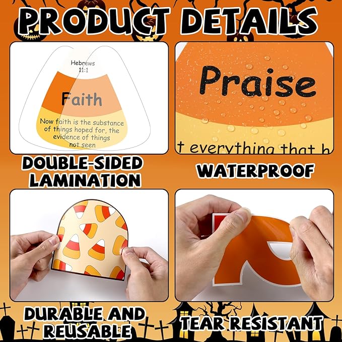 Halloween Candy Corn Bulletin Board Decorations Fall Christian Paper Cutouts Religious Gods Love is The Best Treat Cross Bulletin Party Supplies for School Classroom Home Chalkboard Wall Door Decor