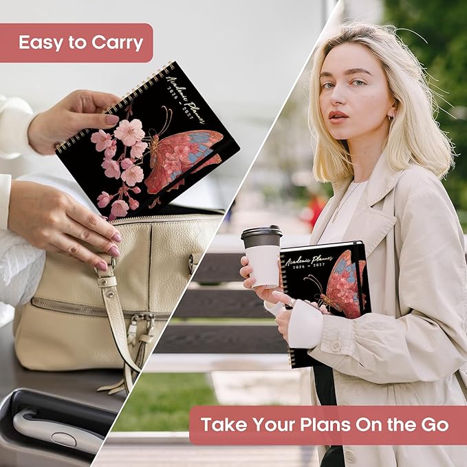 Academic Planner 2026-2027, Weekly and Monthly Calendar Book, July 2026 – June 2027, Hardcover Planner with Tabs, Perfect for Teachers, Students, Women & Men, A5 (6.4" x 8.5") - Blossom Flight