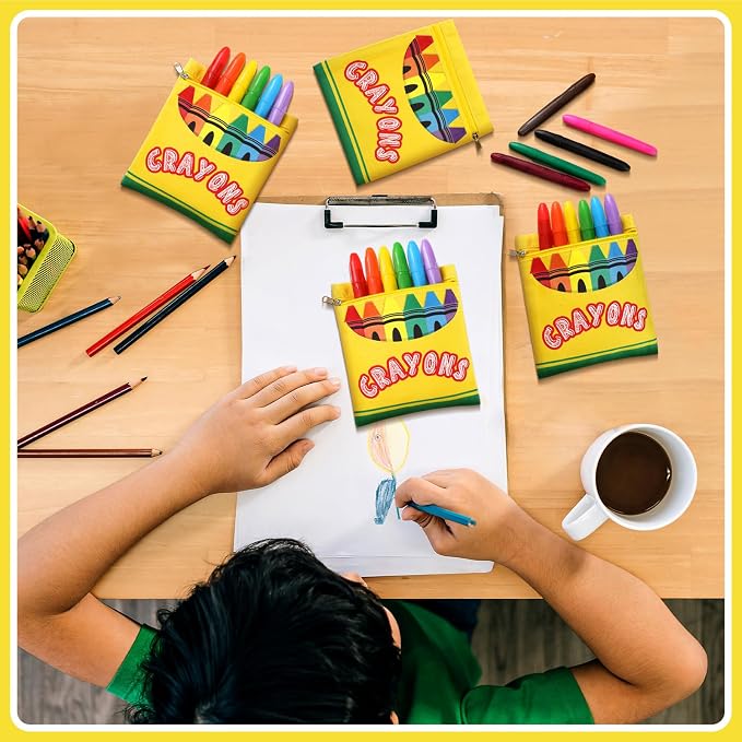 MotiMind 6 Pcs Crayon Storage Bags with Zipper for Classroom Crayon Organizer Dispenser Marker Storage Organizer for Art Supplies