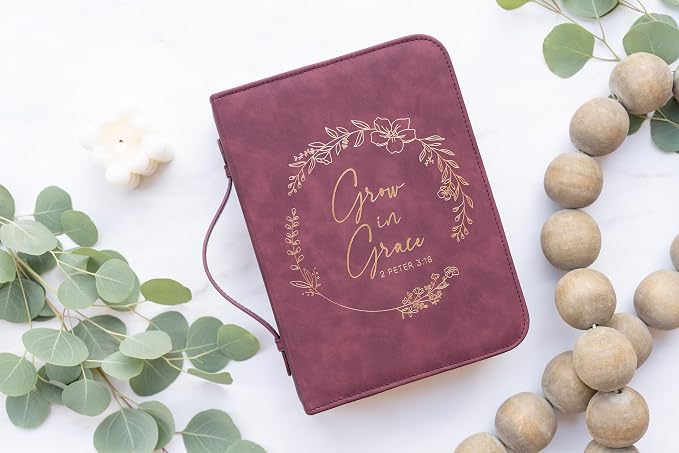 Bible Cover Case for Women - Minimalist Design Debossed Bible Case, Large Bible Covers for Women – Bible Accessories (BurgundyGold)